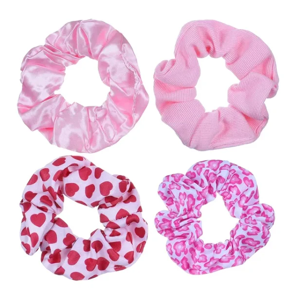 4er-Set elastische Haarbänder Rosa