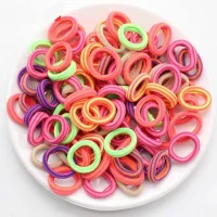 100er-Set elastische Kinderhaarbänder Buntgestreift